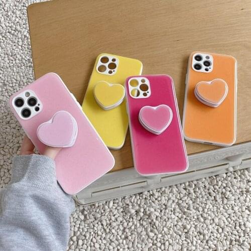 Love Heart Stand Holder Phone Case For iPhone 12 11 Pro Max X XR XS Max 7 8 Plus SE 2020 12Mini Glitter Candy Bumper Back Cover