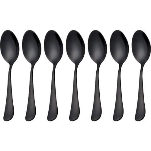 Black teaspoons teaspoons, Mini stainless steel cake spoons, scoop for ice cream , small teaspoons for dessert, set of 6 (blac
