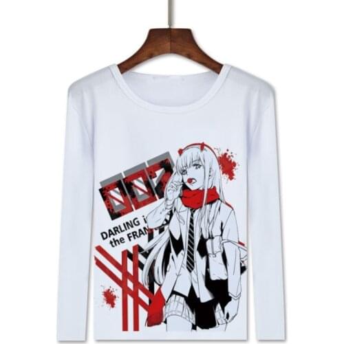 Anime Darling in the Franxx T-shirt ZERO TWO Code 002 Print Long Sleeve Tops Casual Tees Unisex Spring Autumn t-shirts