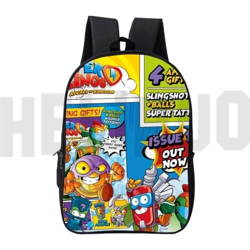 3D Print 16 Inch Super Zings Series 5/6/7 Backpacks School Bags for Girls Sac A Dos Canvas Zipper Anime Superzings Bookbag New