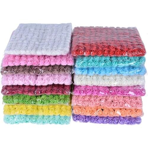 144pcs 2cm MINI foam roses for home Wedding fake Flower Decora Scrapbooking diy wreath gift box cheap Artificial Flower Bouquet