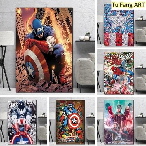 Marvel Canvas Painting Superhero Avengers Movie Poster Iron Man Captain America Wall Art Prints Pictures For Home Decoration