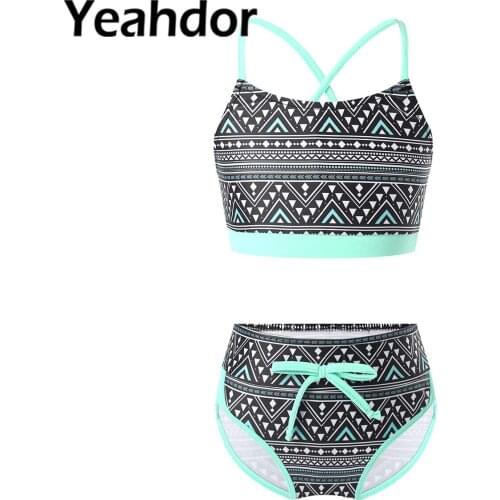 2pcs Kids Girls Swimwear Swimsuit Bikini Set Patterns Printed Bathing Suit Children Summer Swimming Bathing Outfit Beachwear