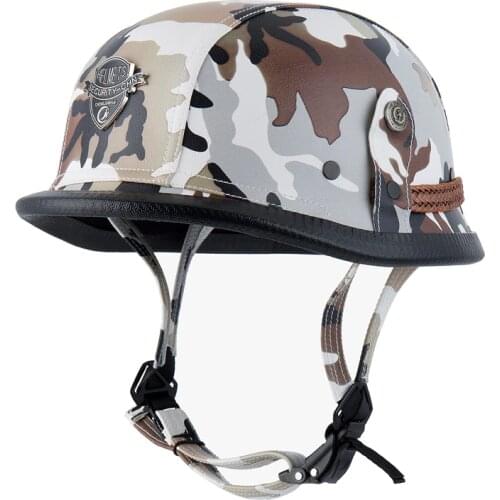 Adult Leather Moto Helmets For Motorcycle Retro Half Cruise Helmet Prince Motorbike GERMAN Vintage Riding Helmet