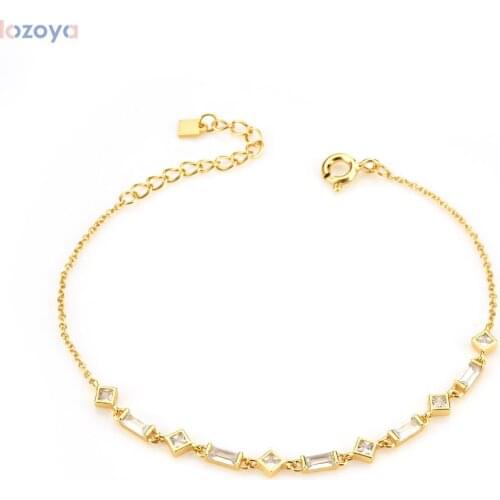LOZOYA 925 Sterling Silver Gold Women Wedding Zircon Charm Chain Bracelet Pulsera de cadena JANET Cristal Oro 2021 Jewelry