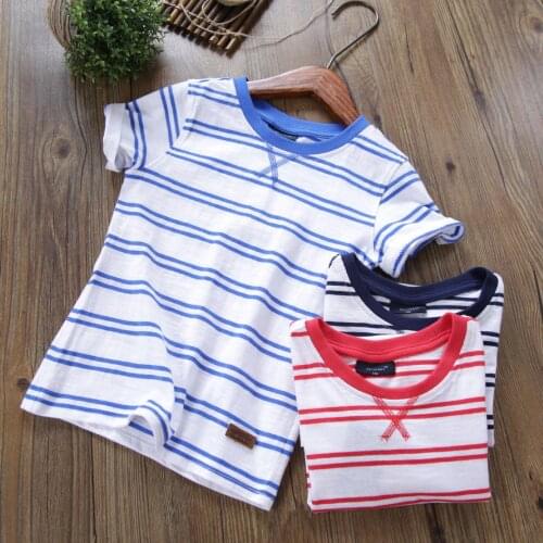 Fashion Striped T Shirt for Boys and Girls Summer New Children Clothing Baby Clothes Big Boy Casual Short-sleeved Pullovers Tees