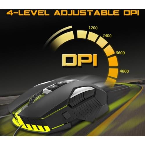 Computer USB Gaming Mouse 7 Button Comfortable 4800DPI Mice Pro Gamer Black