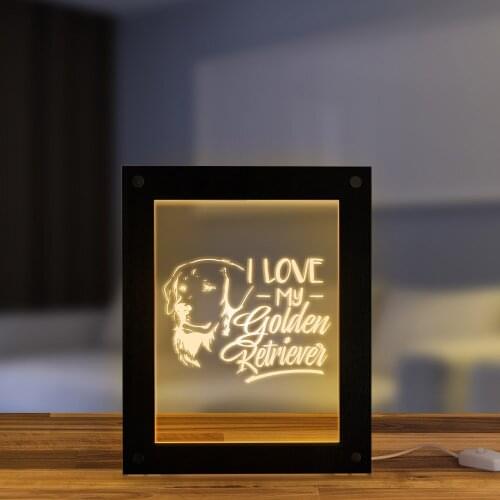 I Love My Golden Retriever Puppy Dog Desk Lamp Led Lighting Photo Frame LED Illuminated Display 3D Light For Pet lover
