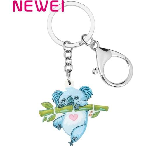 Newei Acrylic Blue Australian Koala Keychains Big Cute Animal Keyring Jewelry For Women Kids Girls Trendy Gift Bag Car Jewellery