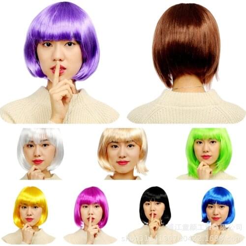 New Women BOBO Wig Cosplay Straight Short Wigs Christmas Carnival Makeup Party Club Synthetic Girls Female Wig Amazing Decro Wig