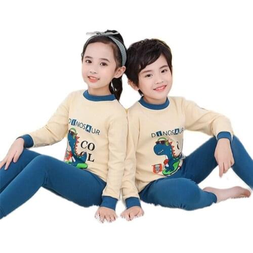 Boys Girls Pajamas Sets 100% Cotton Autumn Winter 2021 New Cartoon Children Long Sleeve Sleepwear Kids Baby Homewear Nightwear