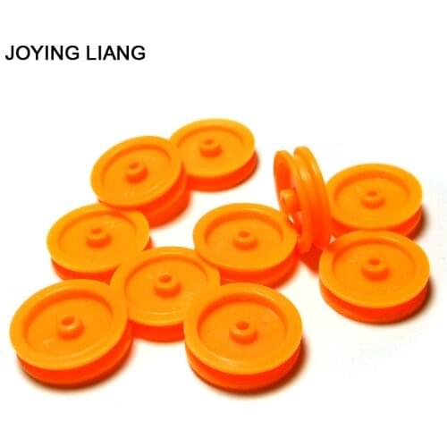 New Arrival (100pcs/lot) 16.8-2A Strap wheel yellow belt pulley plastic 16.8mm diameter for 2mm shaft tight fitting