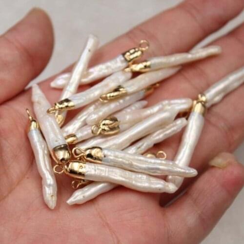 5pcs/lot Natural Freshwater Pearl Long StripPearl Charms Pendant For DIY Handmade Jewelry Making Accessories