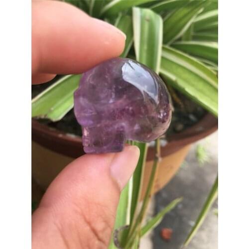 Natural amethyst carved skulls, mini crystal shaped skull decoration
