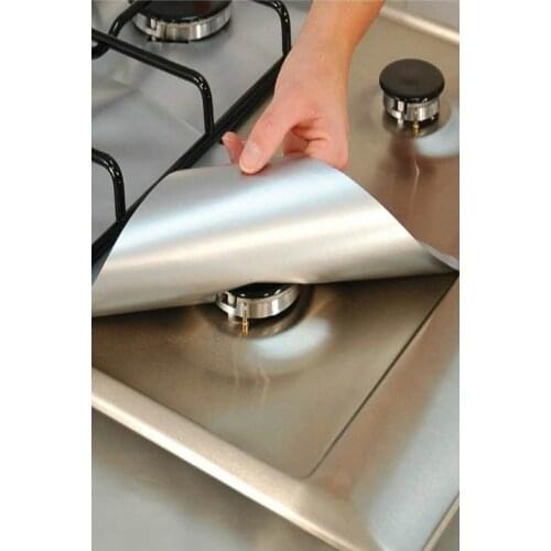 Gray Washable Cooker Protective Foil Contamination That Prevents Fireproof Non-Stick 4'lü Set