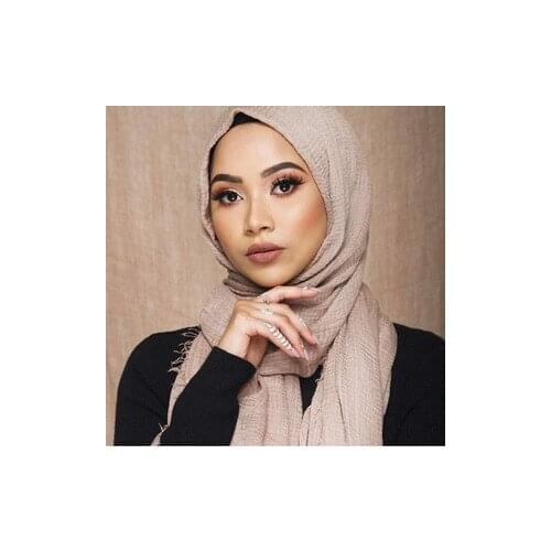 Promotion Price Women Muslim Crinkle Hijab Rectangle Scarf femme musulman soft Cotton Headscarf Islamic Shawls And Wrap 70X175cm