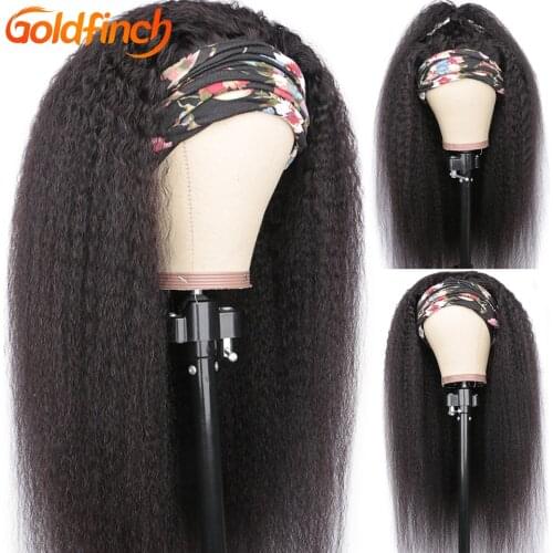 Goldfinch Headband Wig Human Hair Kinky Straight Wig No Glue No Sew In Head Band Wigs Human Hair Yaki Straight Machine Made Wig