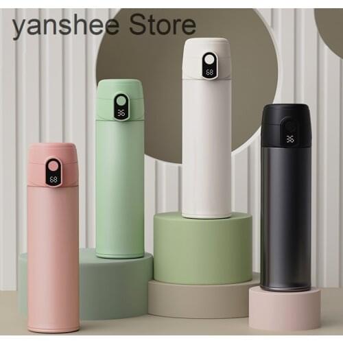 420 stainless steel intelligent thermos, led straw water bottle, digital temperature display, hot coffee pot, gift, 520 / 316 ml