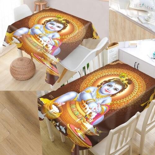 Lord Krishna Custom Table Cloth Oxford Fabric Rectangular Waterproof Oilproof Table Cover Family Party Tablecloth