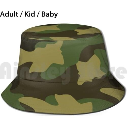 Military Grade Camouflage Pattern Sun Hat Foldable UV Protection Camouflage Military Camo Army Amphibians Stealth Green