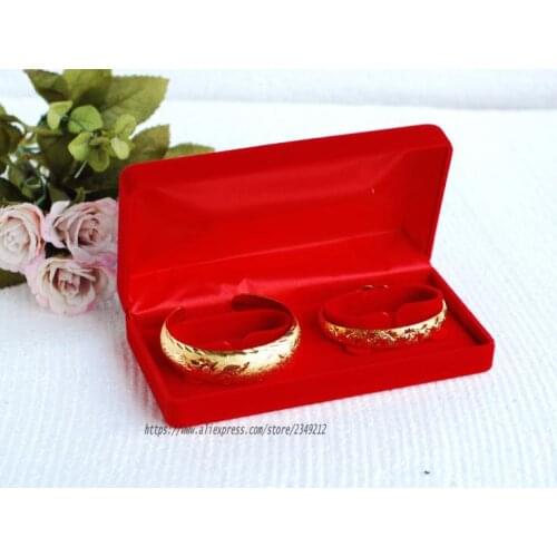 High Quality Red Velvet Double Bracelet Box Bangle Packaging Box Jewelry Case Anklet Holder Jewelry Packaging Organizer