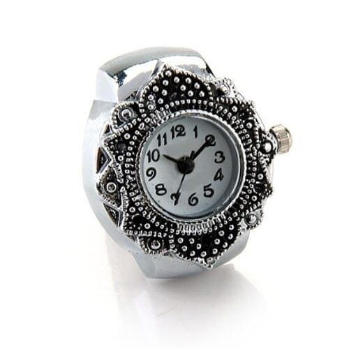 YCYS-Tibetan Silver Flower Men Lady Finger Ring Watch 0.87" HOT