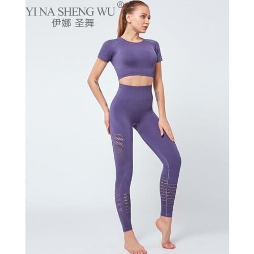 2 Pieces Sets Yoga Suit for Women Seamless Leggings Push Up Fitness Womens Tops Tracksuit Design Outwear Trainning Sportswear