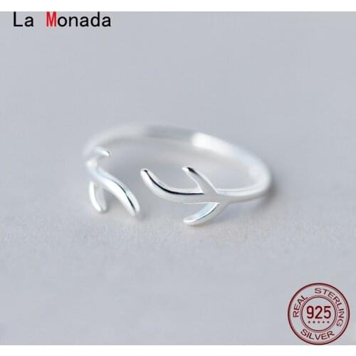 La Monada 48-58mm 925 Sterling Silver Rings For Women Open Resizable Adjustable Branches Antlers Ring Finger Silver 925 Jewelry