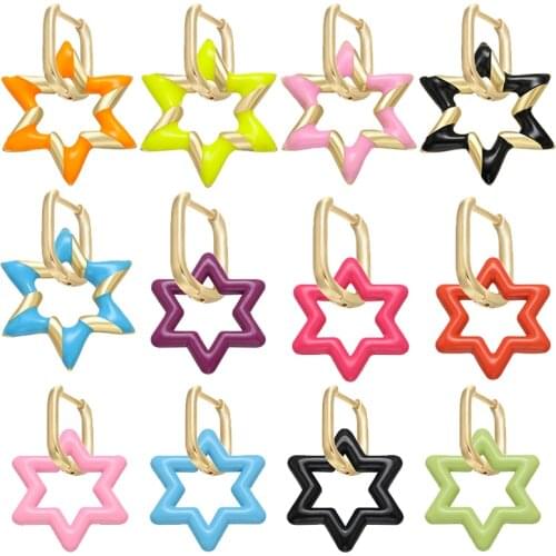 ZHUKOU 1 piece 2020 NEW small hoop earrings Luxurious Star gold color earring hoops Circle Earrings for women party model:VE196