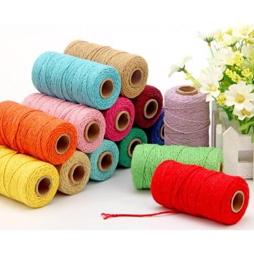 1Roll 100M Colorful Thread Cord DIY Handmade Crafts Twisted Cotton Macrame Home Textile Wedding Decorative supply Accessories