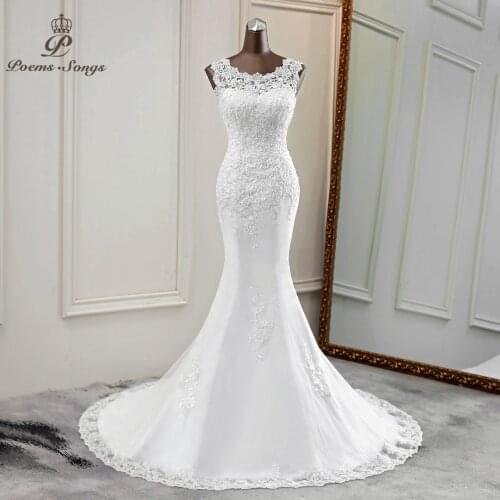 2020 New style wedding dress elegant vestido de noiva beautiful flower applique mermaid wedding dresses scoop wedding gowns