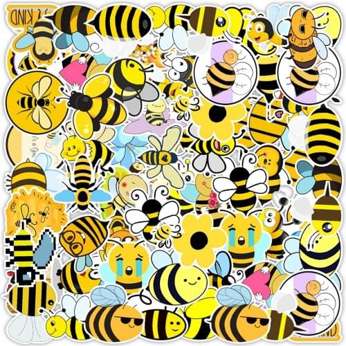 50PCS Cartoon Cute Bee Animal Stickers DIY Fridge Guitar Laptop Motorcycle Luggage Classic Joke Sticker for Kid Toy Gift