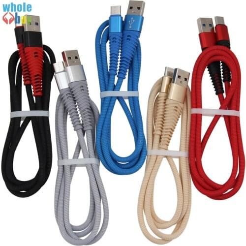 500pcs Wholesale 1m Mermaid Nylon Braided Fabric Type C 8pin Micro USB 5pin Data Sync Charger Cable for IPhone X Huawei Sony