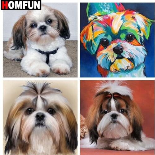 HOMFUN DIY 5D Diamond Painting "Animal dog landscape" Full Diamond Embroidery Sale Picture Of Rhinestones For Festival Gifts