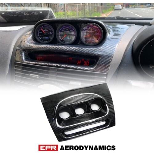 Car Accessories For Mazda RX8 Carbon Fiber Dash Mount Triple Gauge Pod RHD 60mm Glossy Fibre Aotu Interior Instrument Cover Trim