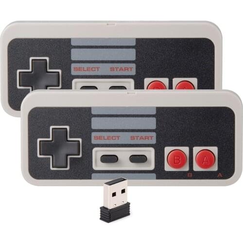2 Pack 2.4GHz Wireless USB Controller Compatible with NES Retro Games Gamepad for Windows 10/8/7 PC MAC Linux Raspberry Pi