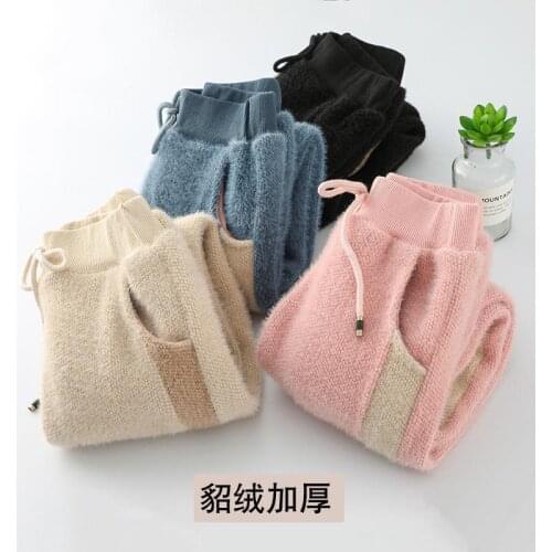 Girls' trousers plus velvet thickening winter foreign style outer warm pants baby cotton trousers casual pants all-match