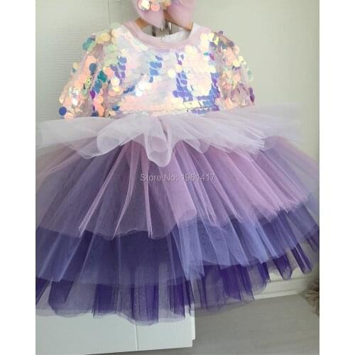 Baby Flower Dress Lace Princess Gown Summer Infant Birthday Dress Christmas Party Dress Newborn Girl Sequins Clothes