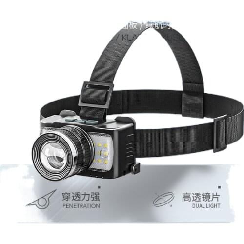 The head-mounted headlight glare bright LED large capacity long life xenon lamp powered inductive night fishing