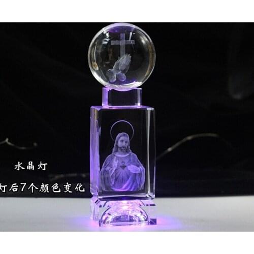 BEST present gift 2020 Bless HOME family Talisman Religion Christianity Jesus Christ pray Cross 3D Crystal Figurine statue