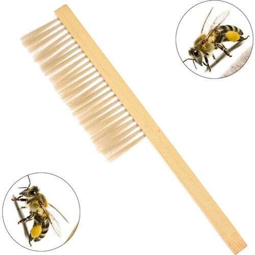 Beekeeping Tools Wood Honey Brush Wasp Bee Sweep Two Rows Of Horse Tail Hair New Bee Brush Beekeeping Equipment
