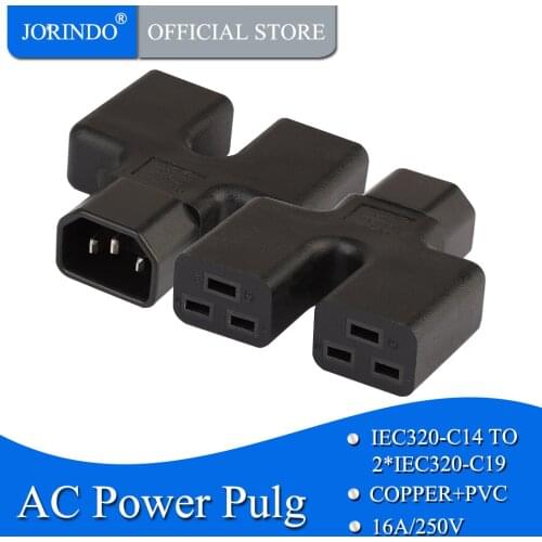 JORIDNO IEC320 C14 TO C19, IEC 320 C14 Male to Dual 2*C19 Female Power Adapter, IEC Male to 16A 20A UPS PDU Power Adapter