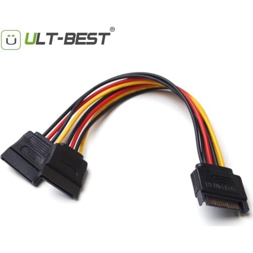 ULT-Best SATA 15pin Power Splitter Cable 15 Pin Male to Serial ATA 15pin x 2 Female Y Hard Drive Cables 15CM