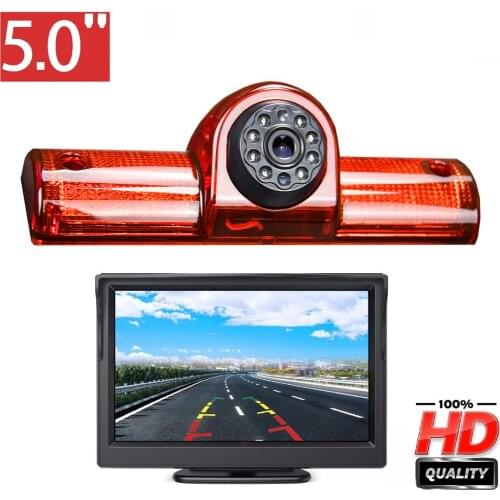 Freezzmi HD CCD Car Brake Light Rear View Reverse Camera for Transporter Nissan NV1500/NV2500/NV3500(2009-2019) + 5 inch Monitor