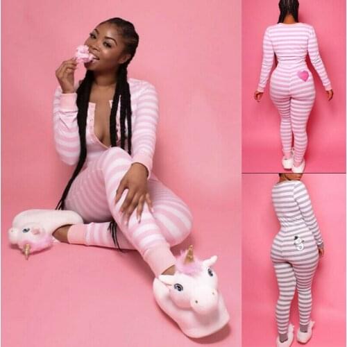 Sexy Womens One Piece Pajama Romper Long Sleeve Bodysuit Jumpsuit Sleepwear Fall Winter
