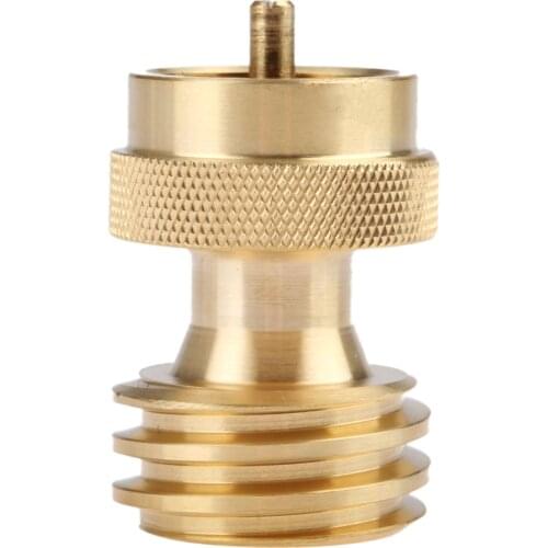 Brass Steak Saver Gas Tank Disposable Small Bottle Grill Adapter 1LB Propane Connector Converter for Outdoor Camping Cooking BBQ