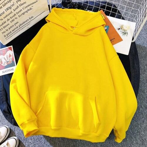 Fashion Solid Color Hoodies Sweatshirt Plus Size Fleece Hoodied High Quality Hoodie Harajuku Pullovers Kawaii Women Clothes