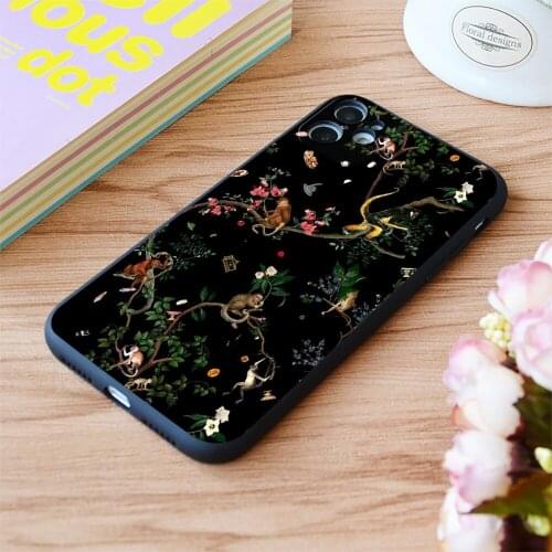 For iPhone Monkey World Print Soft Matt Apple iPhone Case 6 7 8 11 12 Plus Pro X XR XS MAX SE