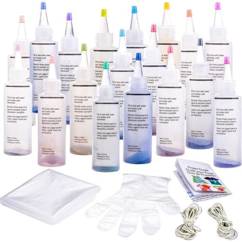 24pcs Tie Dye Kit Non-toxic DIY Garment Graffiti Fabric Textile Paint 120ml Colorful Clothing Tie Dye Kit Pigment Set