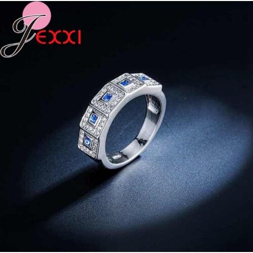 Charm 925 Sterling Silver Unisex Rings With Cubic Zirconia Fashion Wedding Bands Rings For Women Bridal Jewelry Anillos